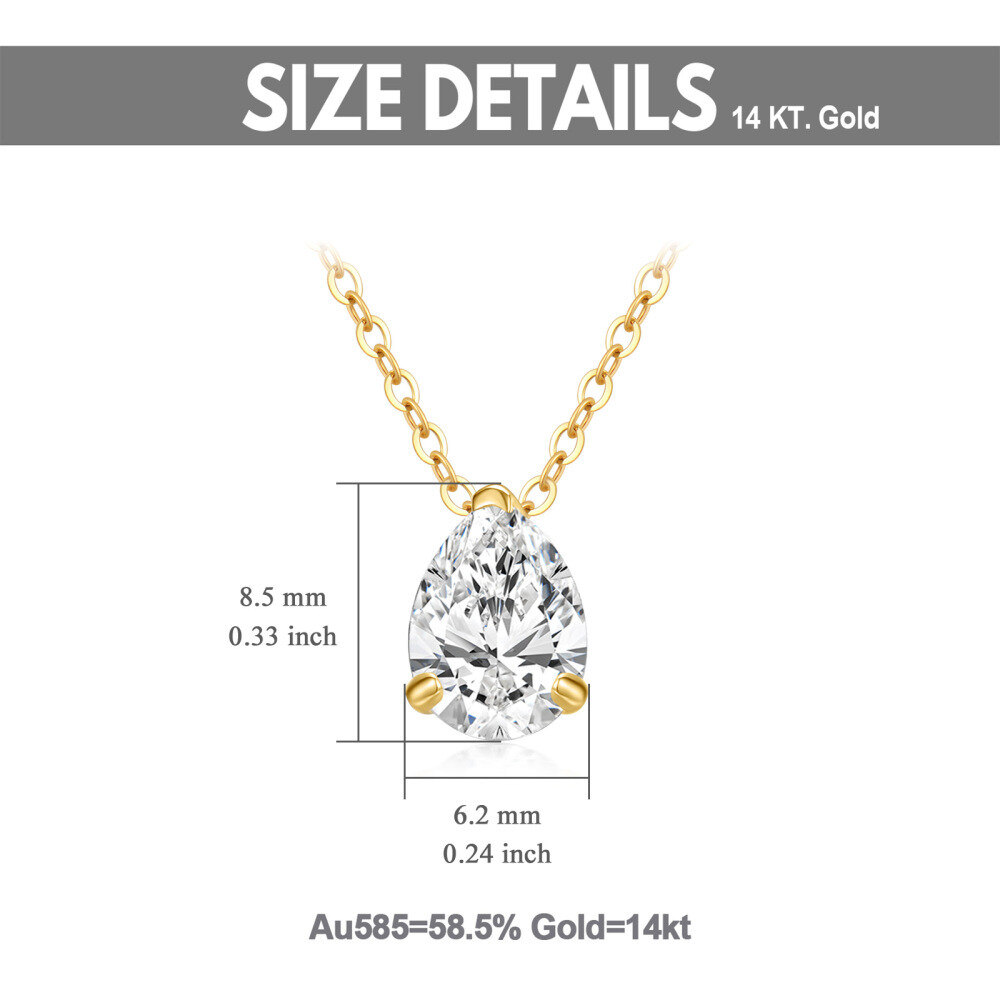 10K Gold Moissanite Drop Shape Pendant Necklace-5