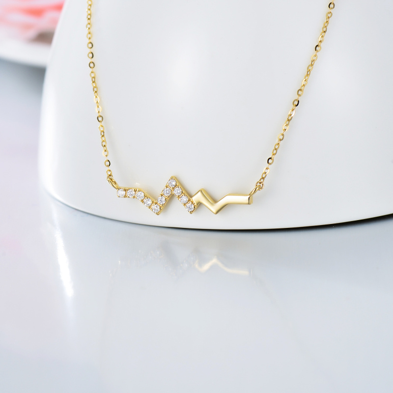 Collar con colgante de electrocardiograma de moissanita en oro rosa de 18 quilates-3