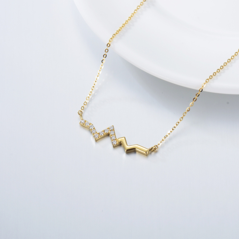 Collar con colgante de electrocardiograma de moissanita en oro rosa de 18 quilates-4