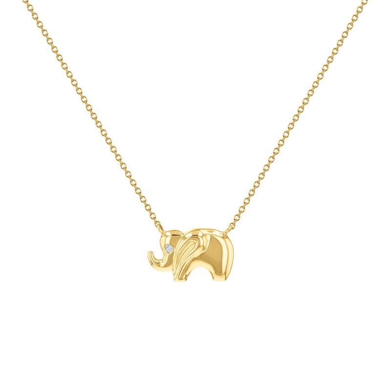 Collar con colgante de elefante de moissanita en oro de 14 quilates-1