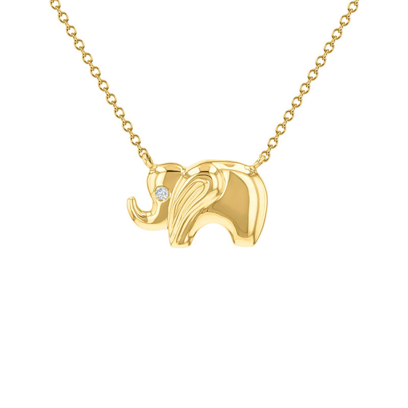 Collar con colgante de elefante de moissanita en oro de 14 quilates-3