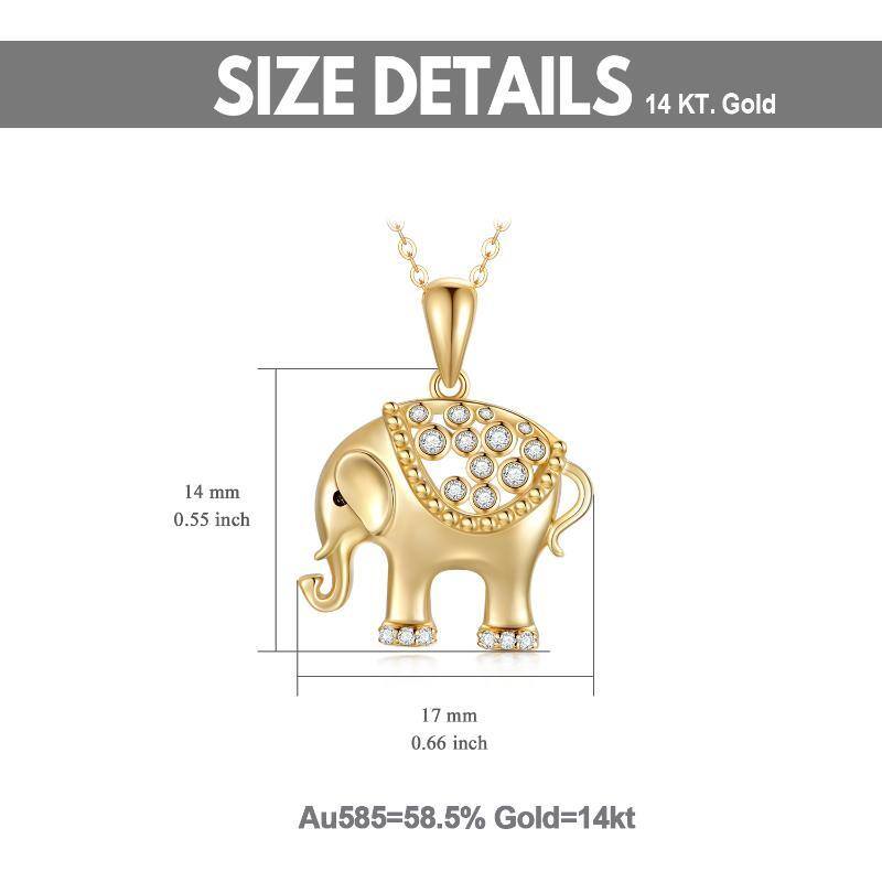 14K Gold Moissanit Elefant Anhänger Halskette-6