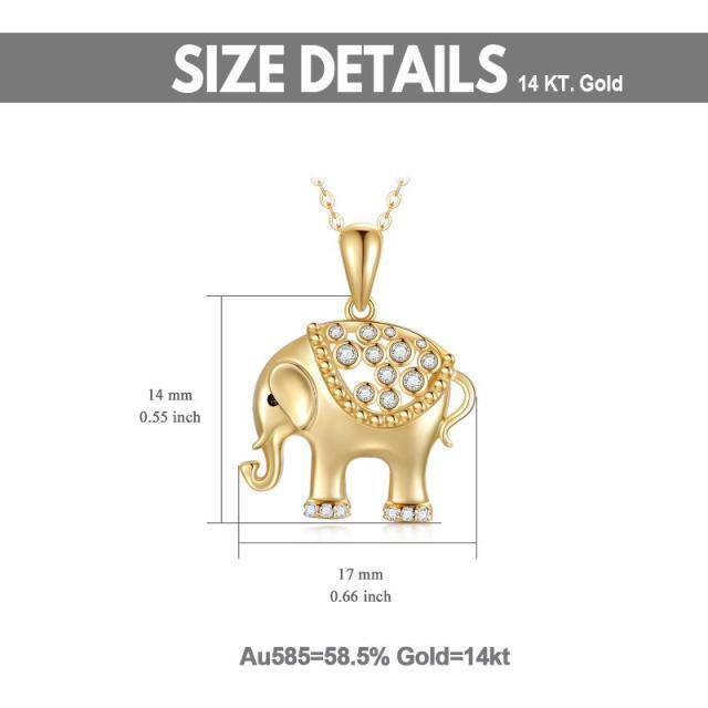 14K Gold Moissanit Elefant Anhänger Halskette-6