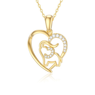 10K Gold Moissanite Elephant Pendant Necklace-56