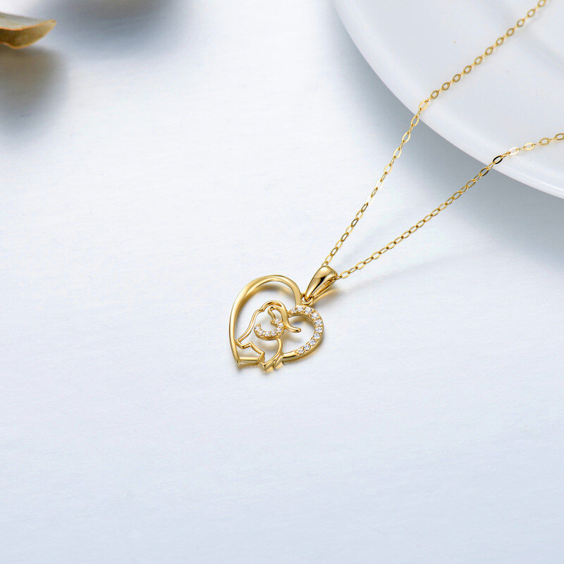 10K Gold Moissanite Elephant Pendant Necklace-4