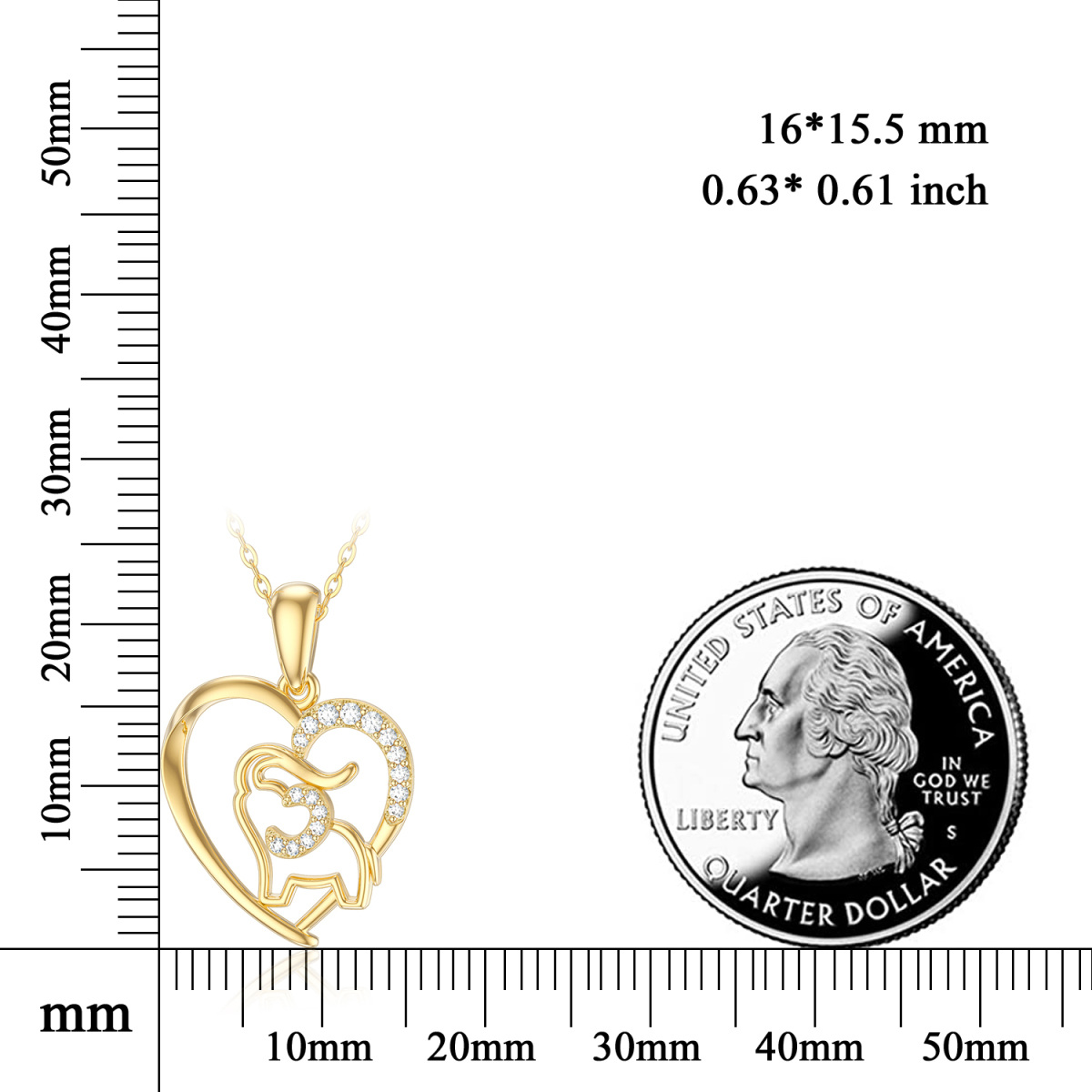 Colar com pingente de elefante de moissanita de ouro 14K-5