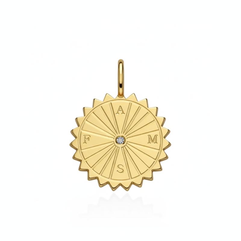 Pendentifs en or 18K gravables en moissanite avec lettre initiale-1