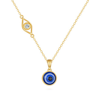 10K Gold Moissanite Evil Eye Necklace for Women-2