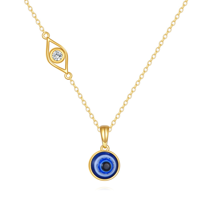 10K Gold Moissanite Evil Eye Necklace for Women-10