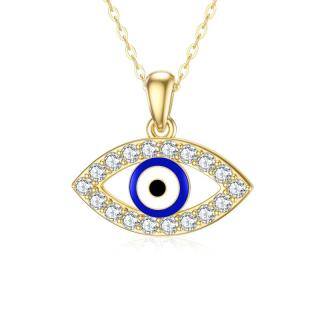 10K Gold Moissanite Evil Eye Pendant Necklace-49