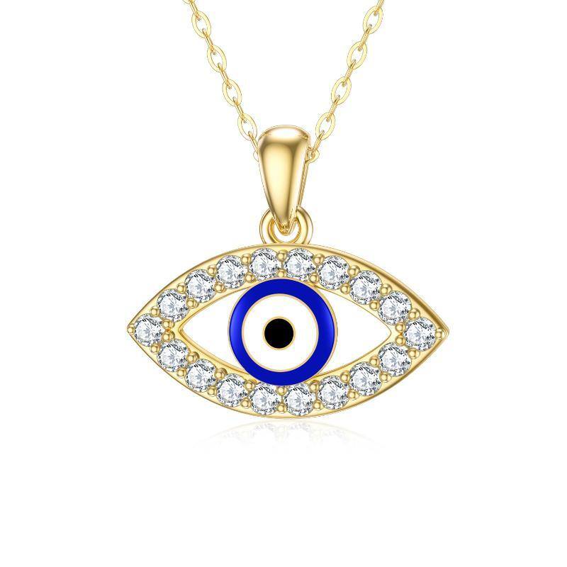 10K Gold Moissanite Evil Eye Pendant Necklace-8