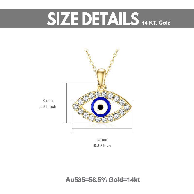 14K Gold Moissanit Evil Eye Anhänger Halskette-5