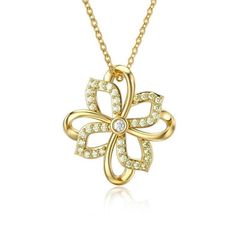 10K Gold Moissanite Four-leaf Clover Pendant Necklace-4