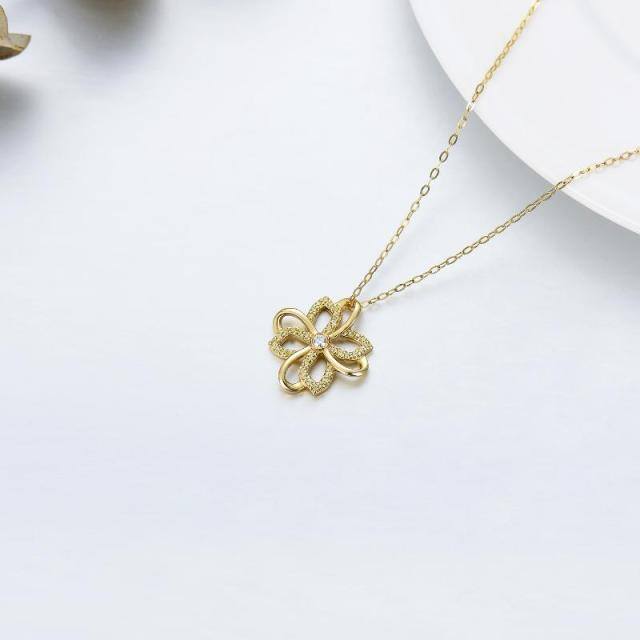 Collier pendentif trèfle à quatre feuilles en or 14K Moissanite-4