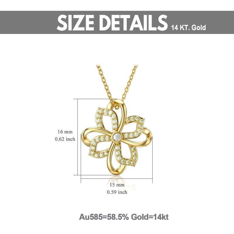 10K Gold Moissanite Four-leaf Clover Pendant Necklace-5