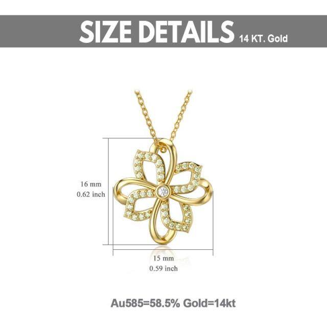 Collier pendentif trèfle à quatre feuilles en or 14K Moissanite-5