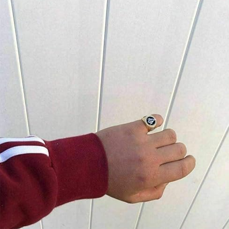 Sterling Silver with Yellow Gold Plated Moissanite Freemason Signet Ring for Men-5