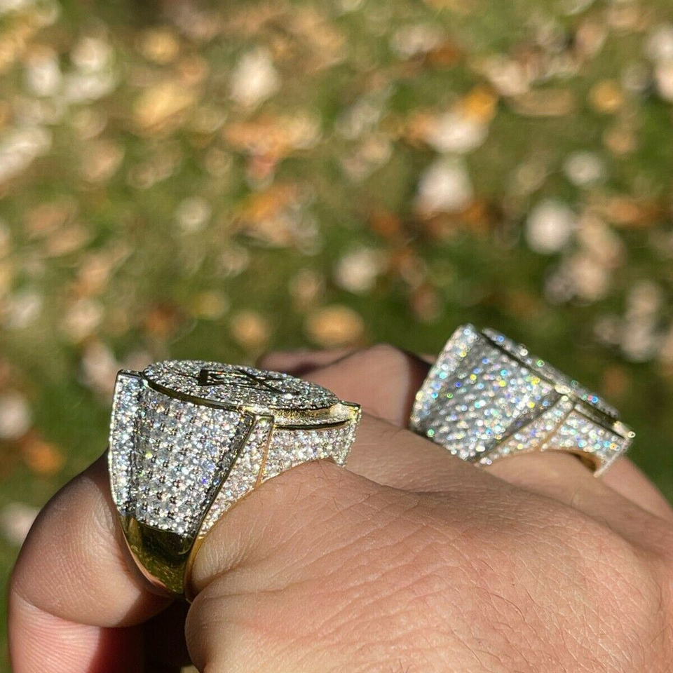 14K Gold Moissanite Freemason Signet Ring for Men-6