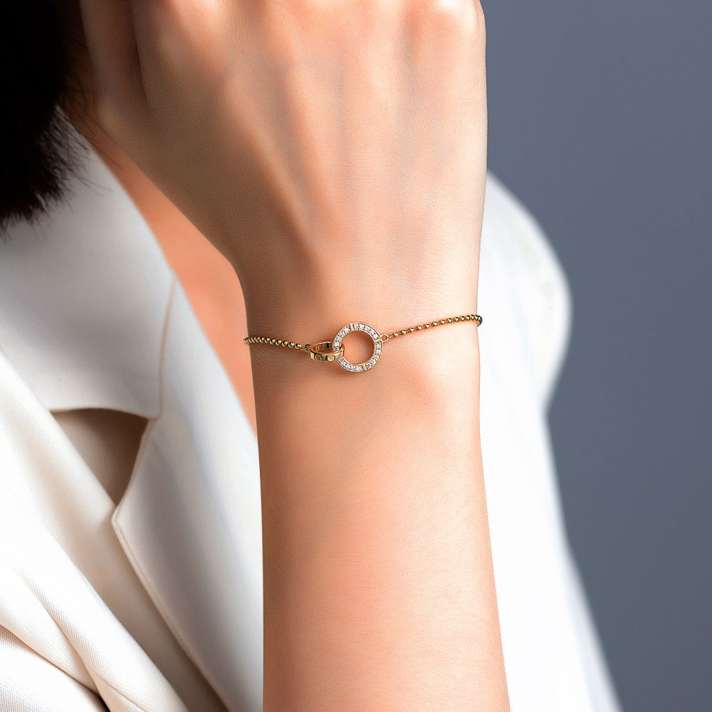 Pulsera con dije de anillo de generación de moissanita en oro de 10 quilates-2