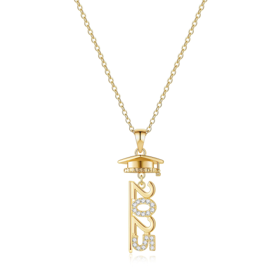 Moissanite afstudeerketting van verguld goud voor beste vriendinnen, cadeaus voor middelbare school en universiteitsafstudeerders voor vrouwen, sieraden