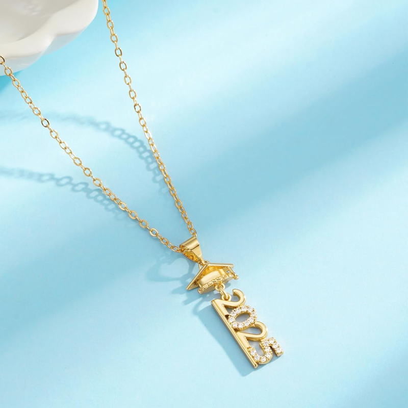 Gold Vermeil Moissanite Graduation Necklace for Best Friends, High School College Graduation Gifts for Women Jewelry-3