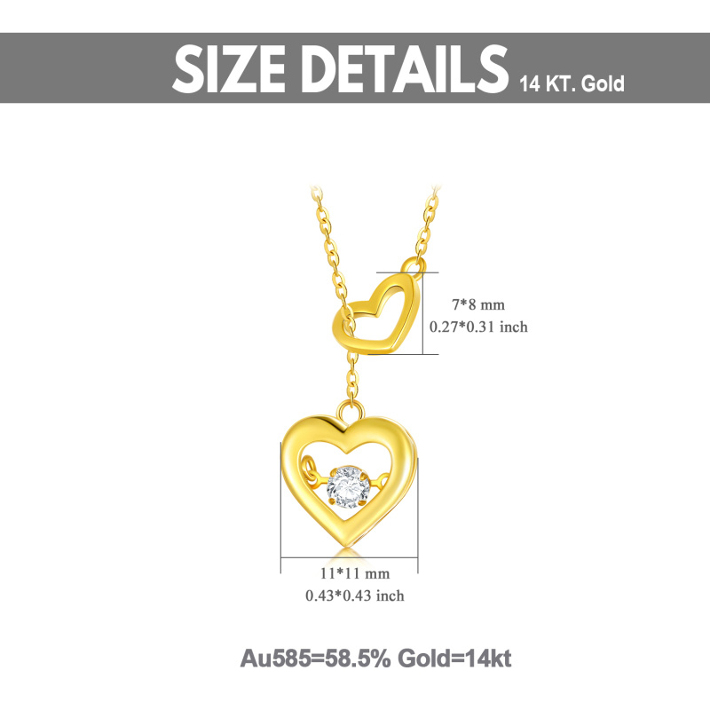18K Gold Moissanite Heart Adjustable Y Necklace-5