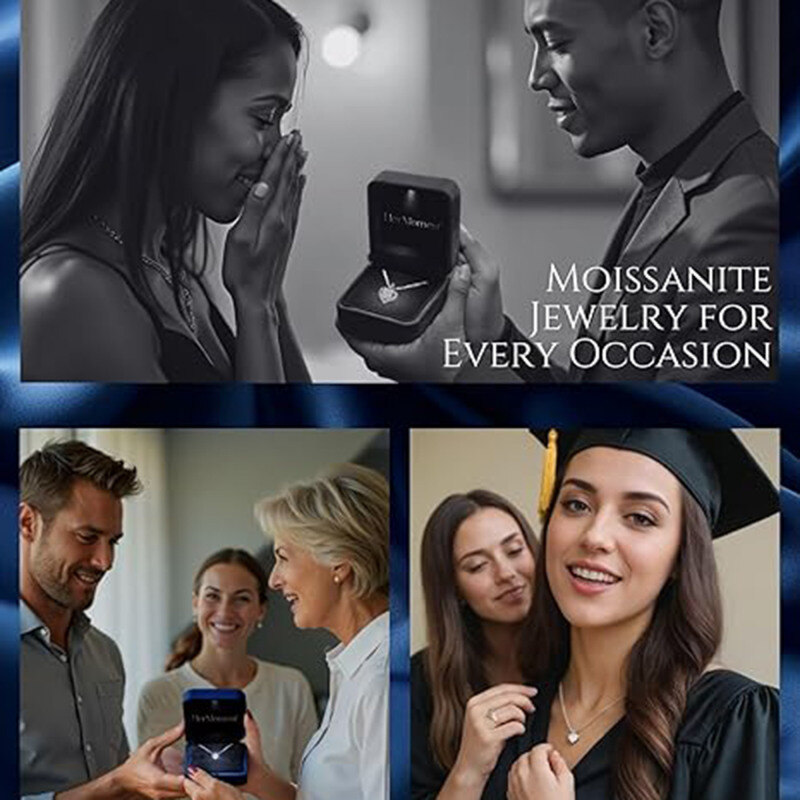 Collier pendentif d'anniversaire en or 14K avec cœur en moissanite-3