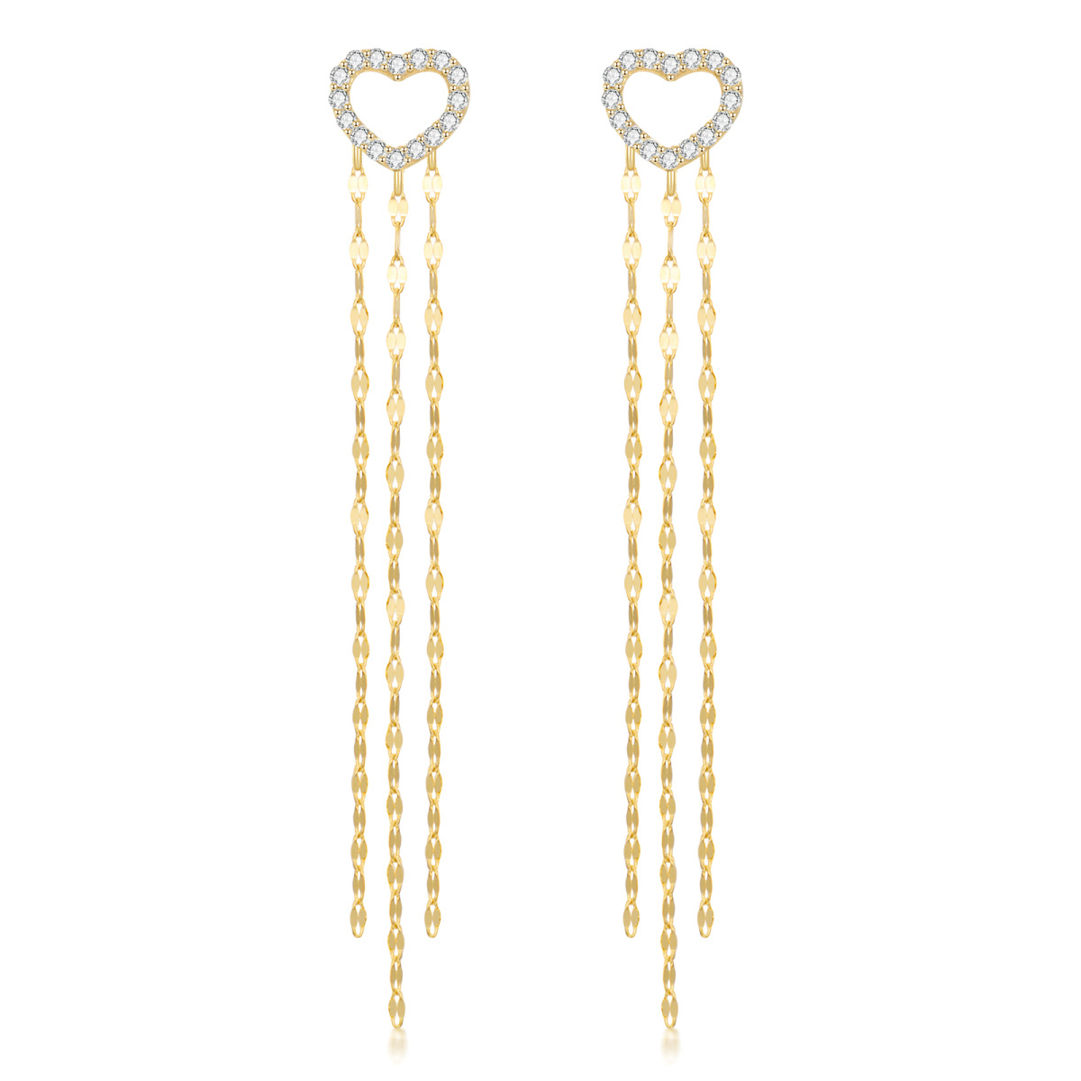 Boucles d'oreilles pendantes en or 14K Moissanite Heart-1