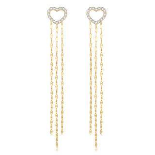 10K Gold Moissanite Heart Drop Earrings-9