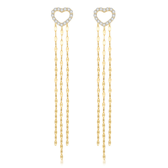 14K Gold Moissanite Heart Drop Earrings