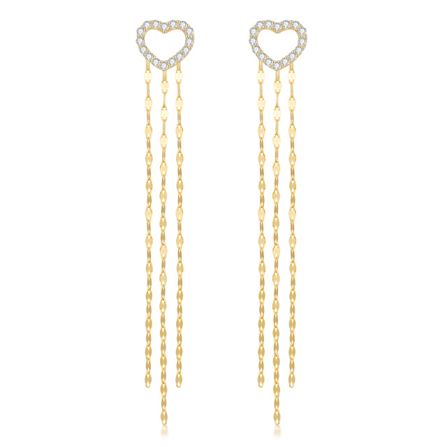 Boucles d'oreilles pendantes en or 14K Moissanite Heart-1