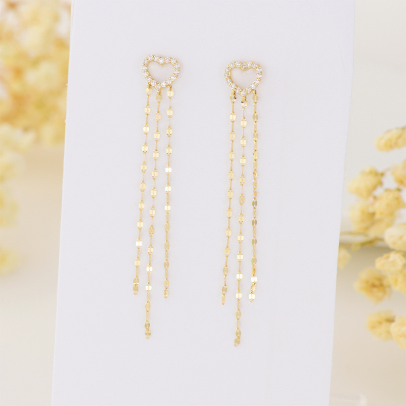 10K Weißgold Moissanit Herzohrringe-3