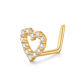 10K Gold Moissanite Heart Nose Ring-2