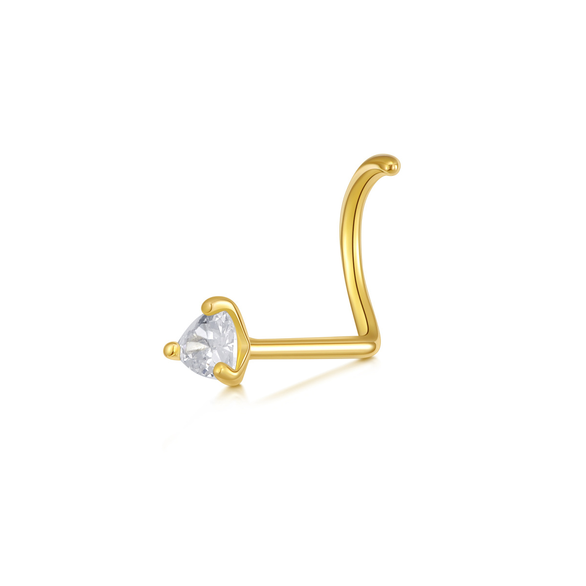 18K Gold Moissanite Heart Nose Ring-1