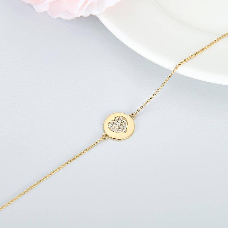 10K Gouden Moissaniet Hart Hanger Armband-3