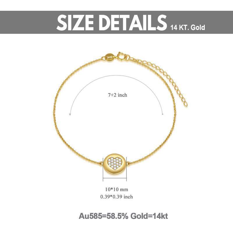 10K Gouden Moissaniet Hart Hanger Armband-6