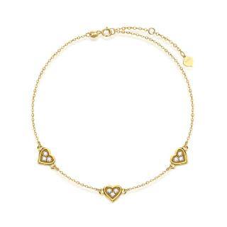 10K Gold Moissanite Heart With Heart Charm Bracelet For Women-41