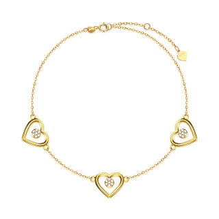 14K Gold Moissanite Heart Charm Bracelet-47