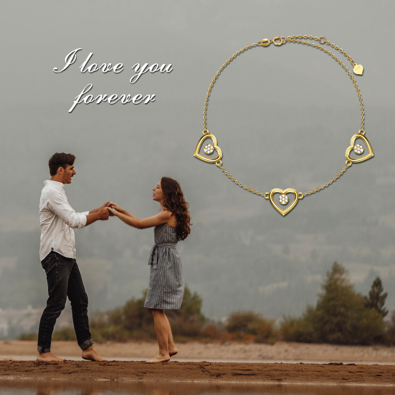 Bracciale con pendente a cuore in moissanite in oro 14 carati-3