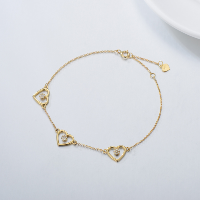 Bracciale con pendente a cuore in moissanite in oro 14 carati-4