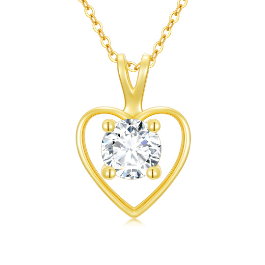 10K gouden moissaniet hart hanger ketting