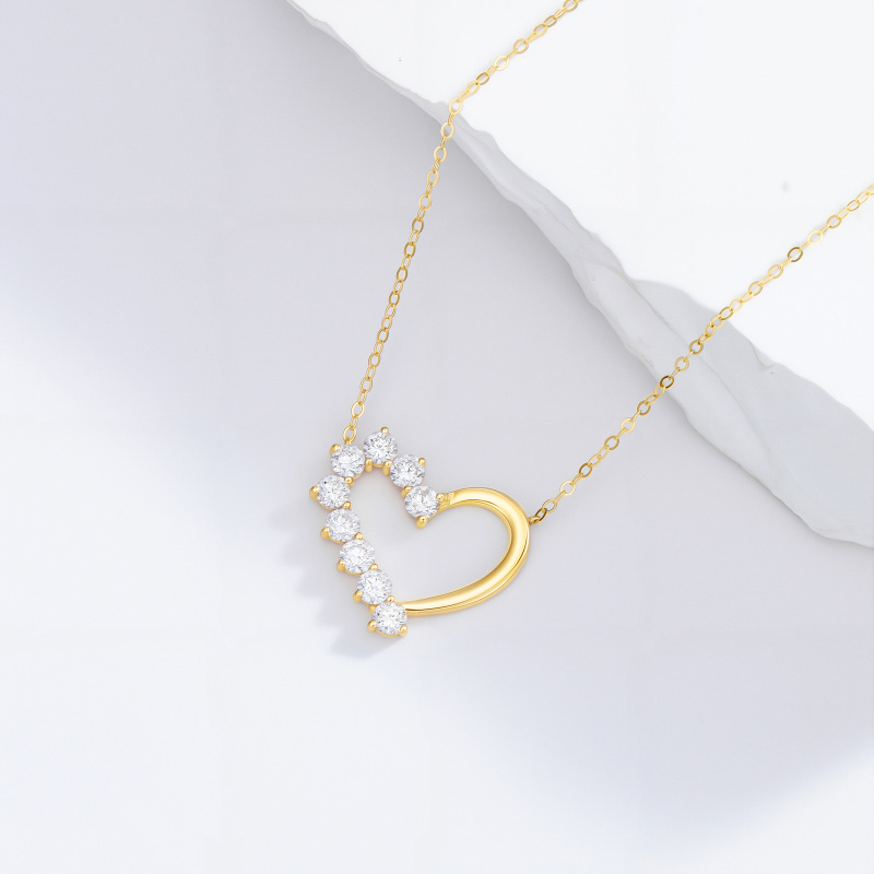 14K Gold Moissanite Heart Pendant Necklace-3