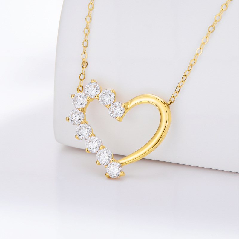 14K Gold Moissanite Heart Pendant Necklace-4