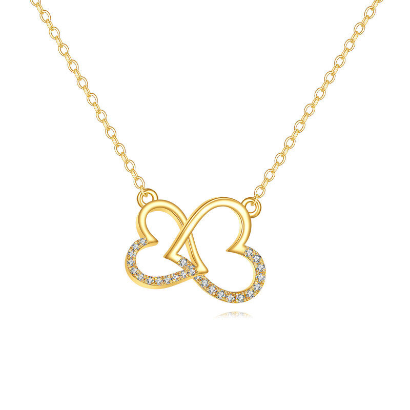 Colar com Pingente de Coração de Moissanita e Ouro 14K-6