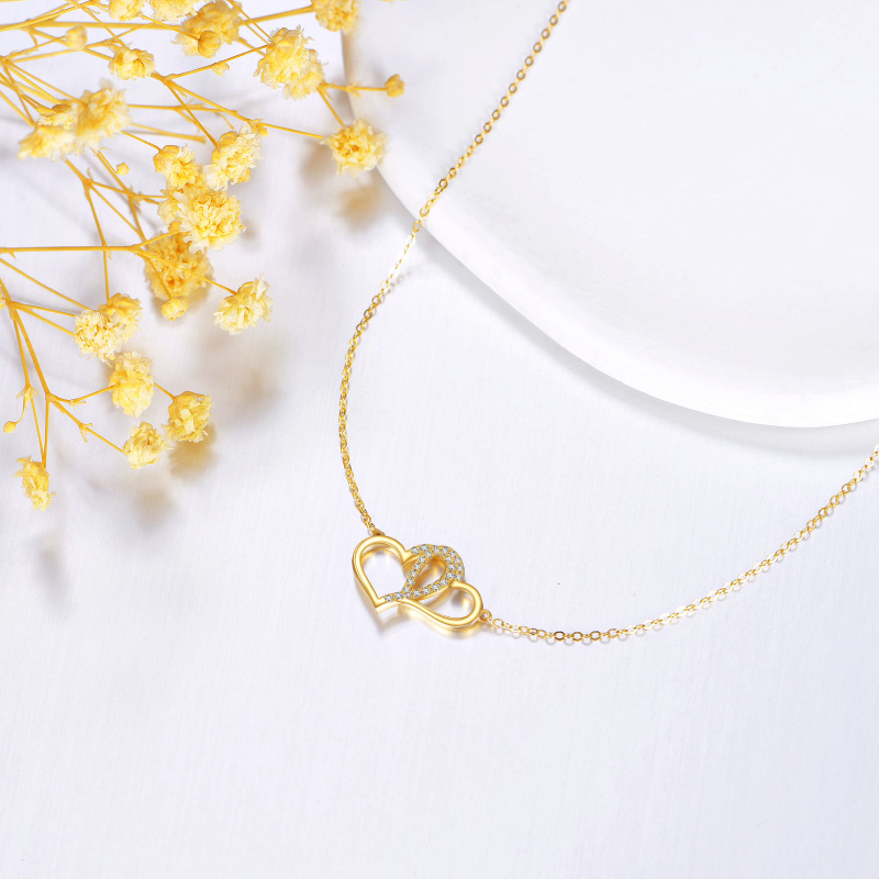 14K Gold Moissanite Heart Pendant Necklace-3