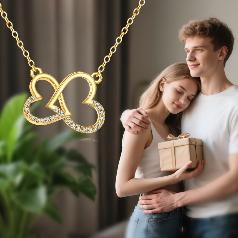 14K Gold Moissanite Heart Pendant Necklace-4