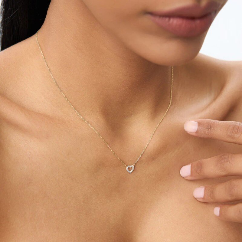 10K Gold Moissanit-Herzanhänger-Halskette-3