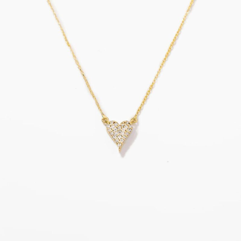 Collar con colgante de corazón de moissanita en oro de 14 quilates-1