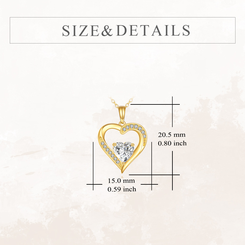 Collar con colgante de corazón de moissanita en oro de 14 quilates-4