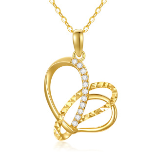 10K Gold Moissanite Heart Pendant Necklace-11